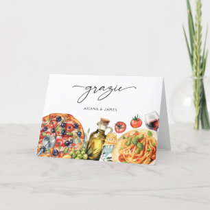 Cartão De Agradecimento Aquarela Grazie Massa Comida Italiana