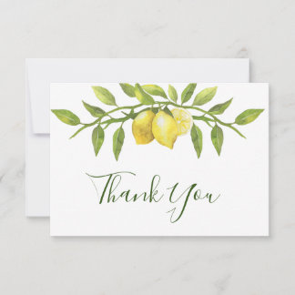 Cartão de Agradecimento Aquarela Limões e Folhagem