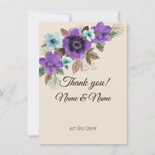 Cartão De Agradecimento Aquarela lindas flores românticas marble elega