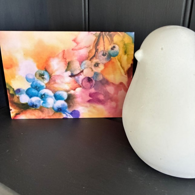 Cartão de Agradecimento Aquarela Mirtilo — Pintado (Watercolor blueberry greeting card with soft botanical art, elegant nature stationery gift)