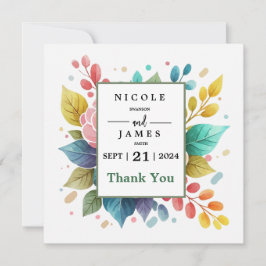 Cartão De Agradecimento Aquarela Moderna Colorida de Fowcolor