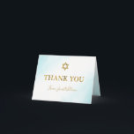 Cartão De Agradecimento Aquarela Pastel Azul Bar Dourado Mitzvah Obrigado<br><div class="desc">Cartões de agradecimentos Mitzvah,  Bar Dourado Azul Pastel</div>