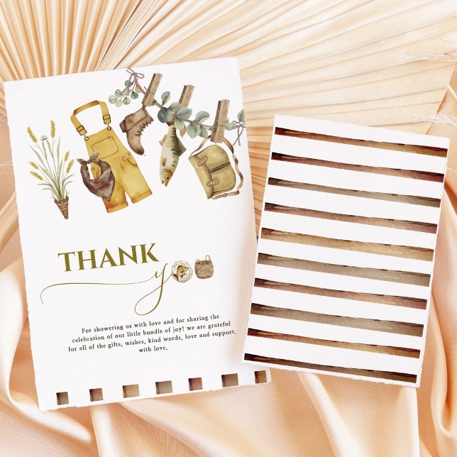 Cartão De Agradecimento Aquarela Pequeno Chá de fraldas Pescador (Criador carregado)