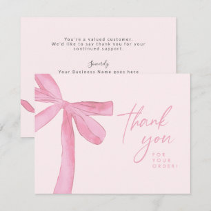 Cartão De Agradecimento Aquarela personalizada Arco rosa negócio Lettering