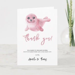 Cartão De Agradecimento Aquarela selo rosa - obrigado