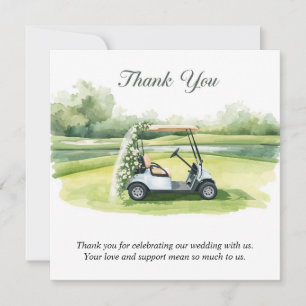 Cartão De Agradecimento Aquarela temática de casamento de golfe
