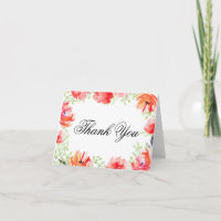 Aquarela Vermelha e Orange Flor Populares Obrigado