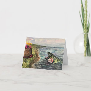 Cartão De Agradecimento Aqui está pescando um feliz aniversário