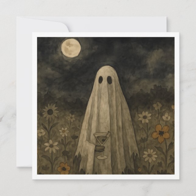 Cartão De Agradecimento Aqui para a Festa de Halloween "Boos" (Frente)