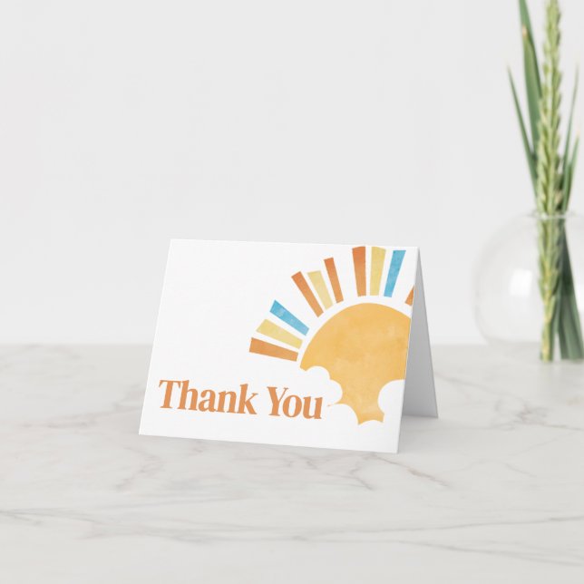 Cartão De Agradecimento Aqui vem o Chá de fraldas do Filho (Frente)