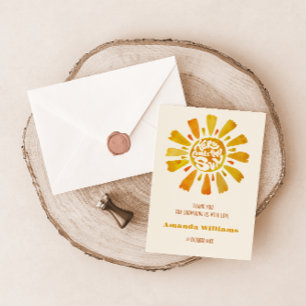 Cartão De Agradecimento Aqui Vem o Sol Chuvinha de Bebê Vintage