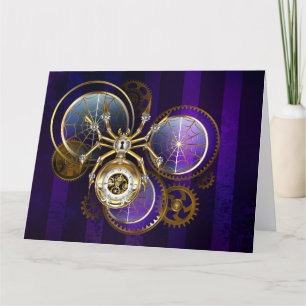 Cartão De Agradecimento Aranha Steampunk no fundo roxo