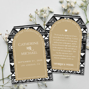 Cartão De Agradecimento Arca de Casamento de Padrão Moderno Boho Dourado