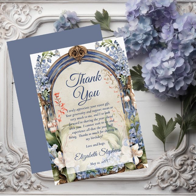 Cartão De Agradecimento Arca Floral Barroca Elegante Obrigado (Elegant Baroque Floral Arch Thank You Flat Card)