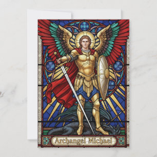Cartão De Agradecimento Arcanjo Miguel - Anjo Colorido de Vidro Pintado