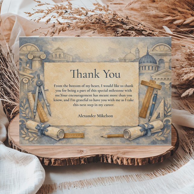 Cartão De Agradecimento Architect Graduation Blueprint Design (Criador carregado)