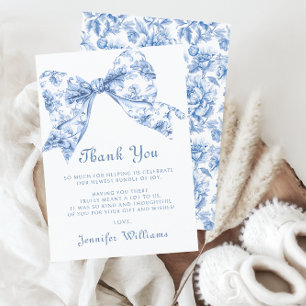 Cartão De Agradecimento Arco Azul-Fita-Vintage  Fita Chá-Bebê