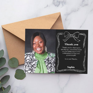 Cartão De Agradecimento Arco branco preto desenhado à mão - foto de aniver