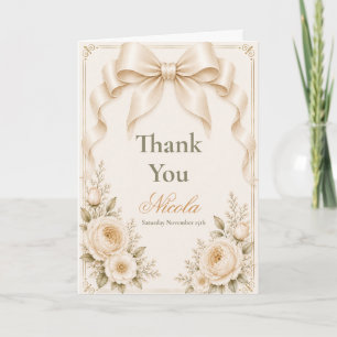 Cartão De Agradecimento Arco Coquete de Champanhe Floral para Sweet Sixtee