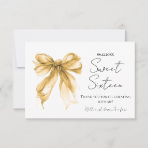 Cartão De Agradecimento Arco Coquete Dourado Roteiro Sweet 16 Obrigado