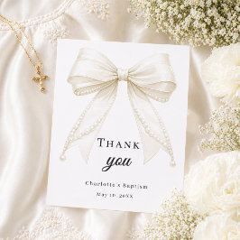 Cartão De Agradecimento Arco de batismo pérolas branco marfim