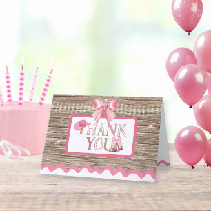 Cartão De Agradecimento Arco de Boots da Garota Cowgirl Rosa