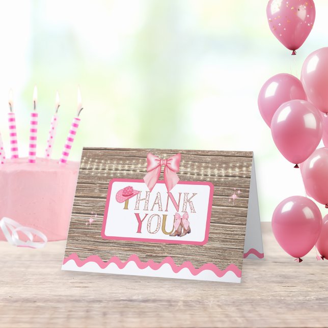 Cartão De Agradecimento Arco de Boots da Garota Cowgirl Rosa (Criador carregado)