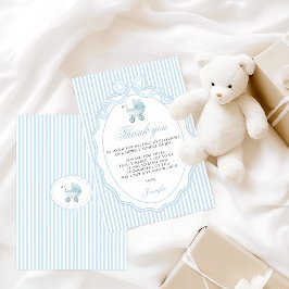 Cartão De Agradecimento Arco de Carrinho de Bebê Baby Blue Menino Chá de B
