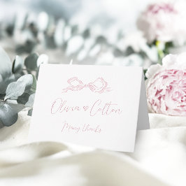 Cartão De Agradecimento Arco de Casamento Desenhado à Mão em Rosa Pastel E
