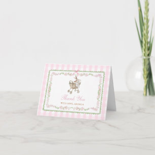 Cartão De Agradecimento Arco de Chá de Bebê do Coelhinho Rosa Floral Grand