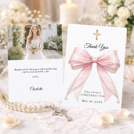 Cartão De Agradecimento Arco de confirmação pérolas rosa foto menina