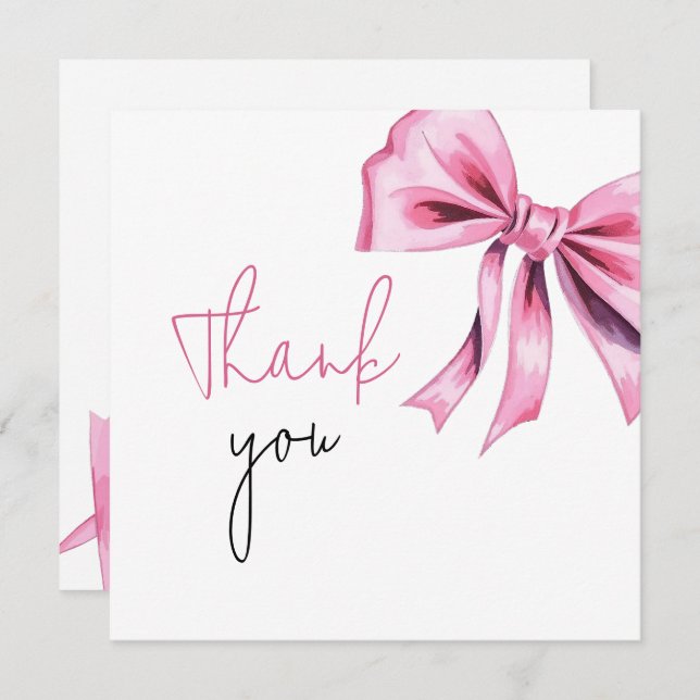 Cartão De Agradecimento Arco de coquete rosa elegante Doce 16 Aniversário (Frente/Verso)