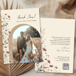 Cartão De Agradecimento Arco de Flores Silvestres Boho Chic Código QR Foto