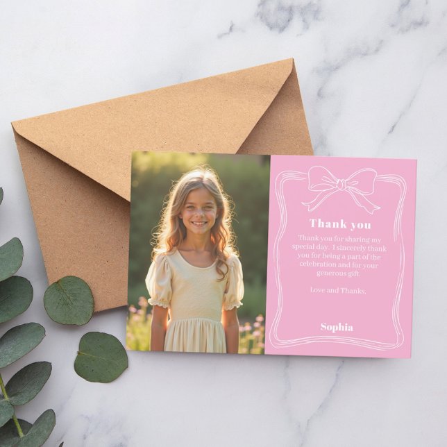 Cartão De Agradecimento Arco de fotografia rosa de aniversário (Criador carregado)