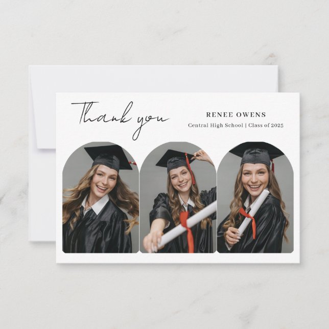 Cartão De Agradecimento Arco de Graduados Foto de Formatura (Frente)