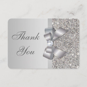 Cartão De Agradecimento Arco De Sequências Faux Silver De Casamento Obriga