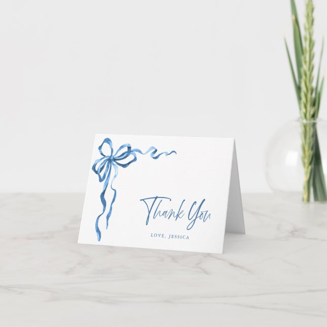 Cartão De Agradecimento Arco Desenhado à Mão em Aquarela Azul Simples Mode (Frente)