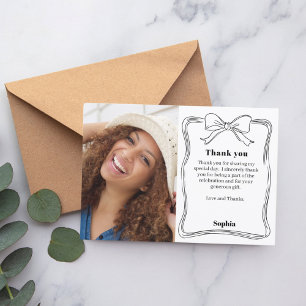 Cartão De Agradecimento Arco desenhado com foto de aniversário