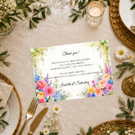 Cartão De Agradecimento Arco Floral Caprichoso para Casamento no Jardim