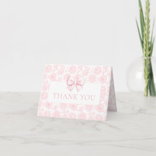 Cartão De Agradecimento Arco Floral Rosa Claro para Chá de Bebê Menina Dob