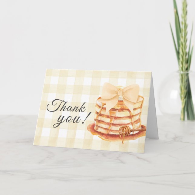 Cartão De Agradecimento Arco Gingham Amarelo Pancake BrunChá de fraldas (Frente)