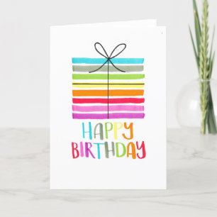 Cartão De Agradecimento arco-íris colorido feliz aniversário presente gené
