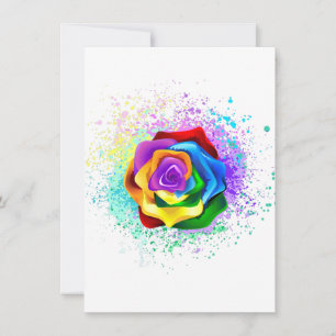 Cartão De Agradecimento Arco-íris Colorido Rosa