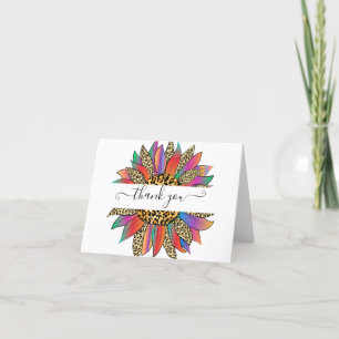 Cartão De Agradecimento Arco-íris e impressão-leopardo obrigado personaliz