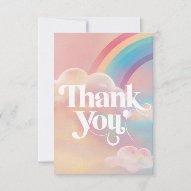 Cartão De Agradecimento Arco-Íris e Nuvens bonito (Frente)