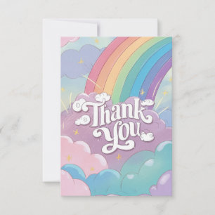 Cartão De Agradecimento Arco-Íris e Nuvens Elegantes Simples
