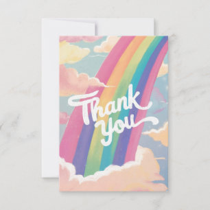 Cartão De Agradecimento Arco-Íris e Nuvens Simples Pastel