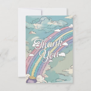 Cartão De Agradecimento Arco-Íris e Nuvens Simples Pastel