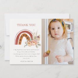 Cartão De Agradecimento Arco-íris Floral Boho Ferrugem Aniversário de Qual