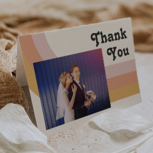 Cartão De Agradecimento Arco-Íris Moderno dos anos 70   Foto dobrada